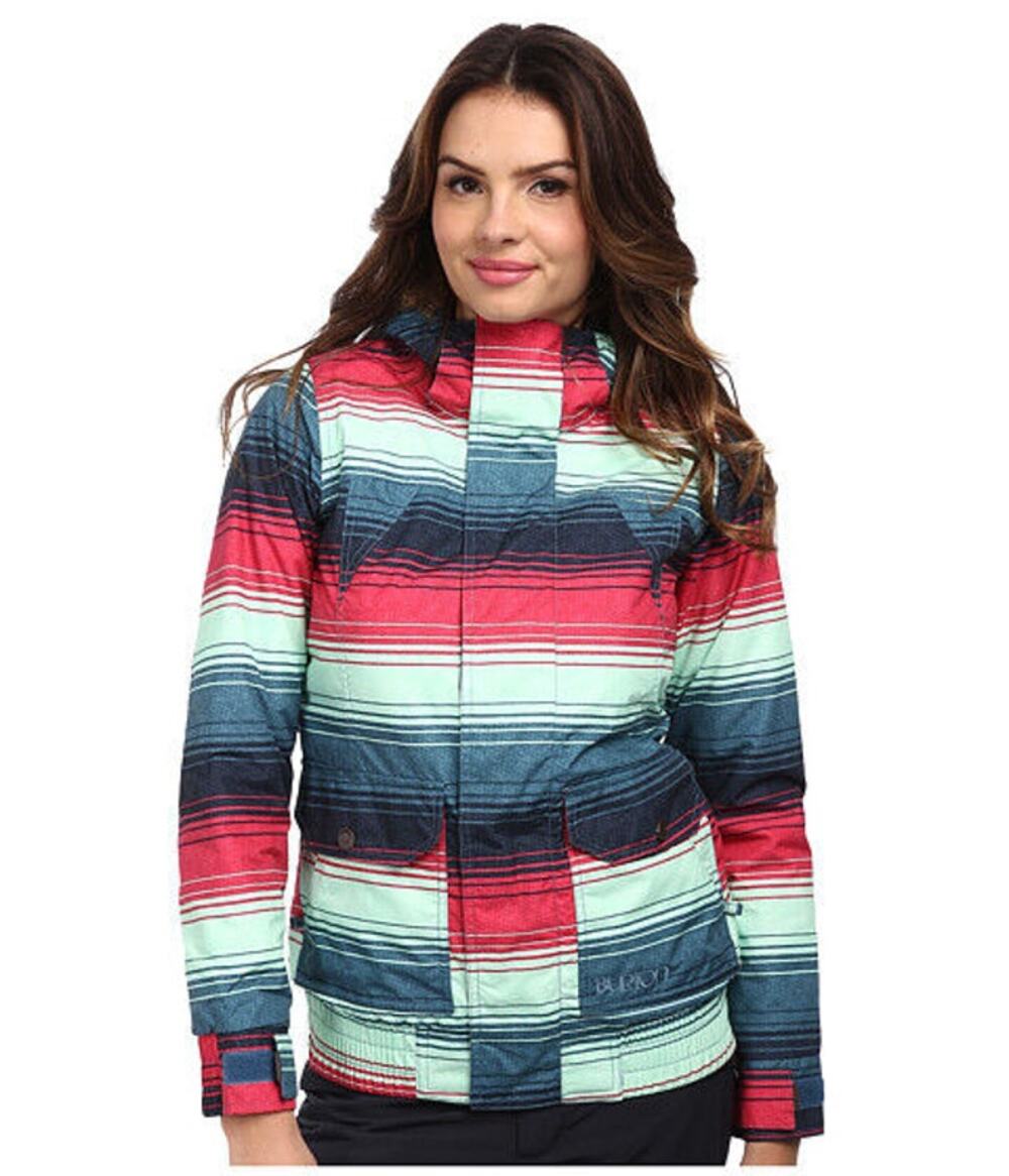 Burton Cassidy Jacket Snowboarding Ski Coat Striped Da Nang Dryride Pink Green